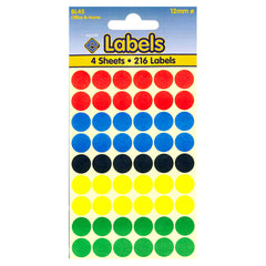 12mm Assorted Colours Dot Stickers Self Adhesive Small Colour Coding - 10 Packs Containing 2160 Labels-Dot Stickers-Esposti-BL45-10-Executive Retail Ltd