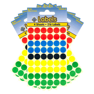 12mm Assorted Colours Dot Stickers Self Adhesive Small Colour Coding - 10 Packs Containing 2160 Labels-Dot Stickers-Esposti-BL45-10-Executive Retail Ltd