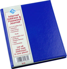 Internet Address & Password Journal Book - PU Leather - Blue