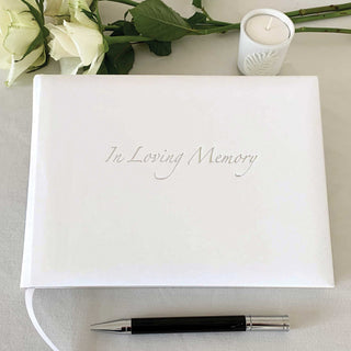 In Loving Memory - Condolence Book - Informal Lined Inner Pages - White-Condolence Book-Esposti-EL57W-1-Executive Retail Ltd