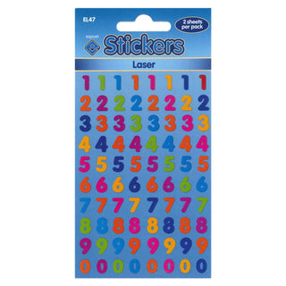 Numbers Self Adhesive Laser Novelty Stickers - Pack of 10-Novelty Stickers-Esposti-LS47-10-Executive Retail Ltd
