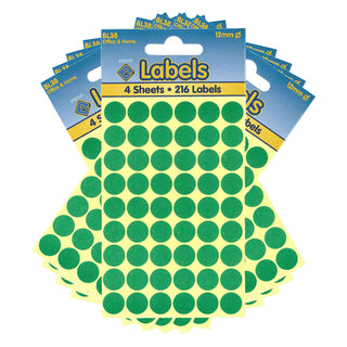 12mm Green Dot Stickers Self Adhesive Small Colour Coding - 10 Packs Containing 2160 Labels-Dot Stickers-Esposti-BL38-10-Executive Retail Ltd