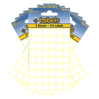 12mm White Dot Stickers Self Adhesive Small Colour Coding - 10 Packs Containing 2160 Labels-Dot Stickers-Esposti-BL41-10-Executive Retail Ltd