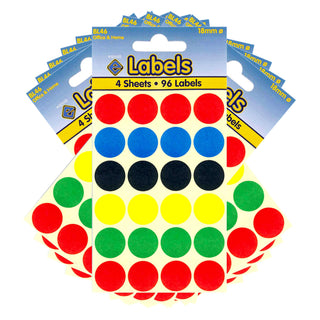 18mm Assorted Colours Dot Stickers Self Adhesive Small Colour Coding - 10 Packs Containing 960 Labels-Dot Stickers-Esposti-BL46-10-Executive Retail Ltd