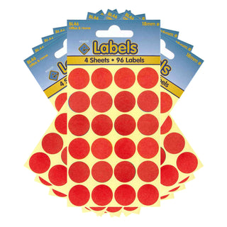 18mm Red Dot Stickers Self Adhesive Small Colour Coding - 10 Packs Containing 960 Labels-Dot Stickers-Esposti-BL43-10-Executive Retail Ltd