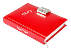 5 Year Undated Lockable Diary - Red - Size 112 x 148mm-Diary-Esposti-EL34-Red-1-Executive Retail Ltd