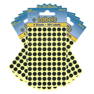 8mm Black Dot Stickers Self Adhesive Small Colour Coding - 10 Packs Containing 3840 Labels-Dot Stickers-Esposti-BL35-10-Executive Retail Ltd