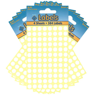 8mm White Dot Stickers Self Adhesive Small Colour Coding - 10 Packs Containing 3840 Labels-Dot Stickers-Esposti-BL40-10-Executive Retail Ltd