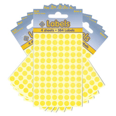 8mm Yellow Dot Stickers Self Adhesive Small Colour Coding - 10 Packs Containing 3840 Labels-Dot Stickers-Esposti-BL32-10-Executive Retail Ltd