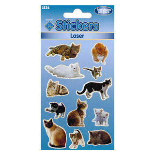 Cats & Kittens Self Adhesive Laser Novelty Stickers - Pack of 10-Novelty Stickers-Esposti-LS26-10-Executive Retail Ltd