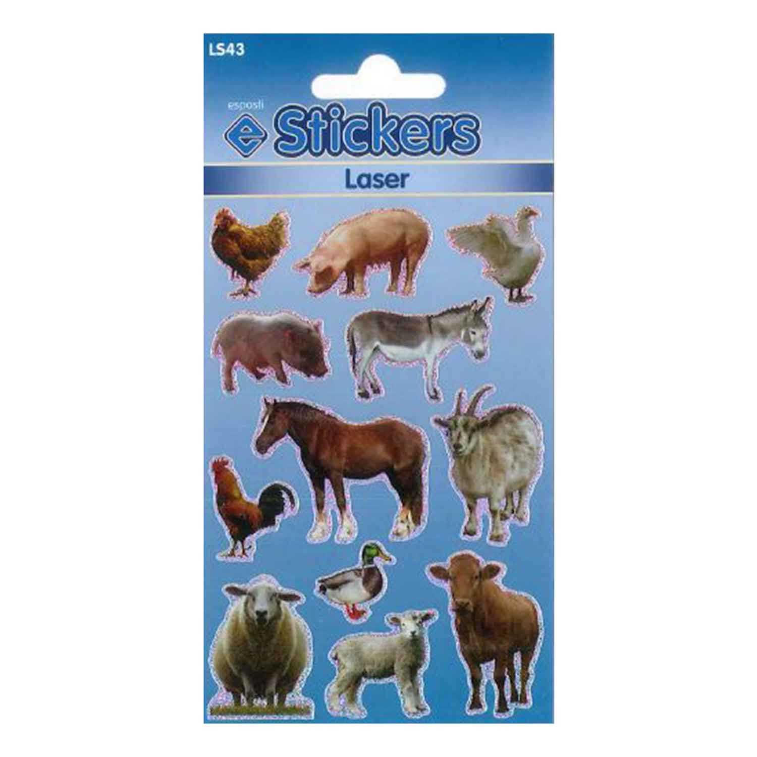 Farm Animals Self Adhesive Laser Novelty Stickers - Pack of 10