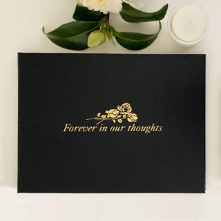 Forever In Our Thoughts - Condolence Book - Informal Lined Inner Pages - Black-Condolence Book-Esposti-EL57B-FIOT-1-Executive Retail Ltd