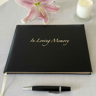 In Loving Memory - Condolence Book - Informal Lined Inner Page Format - Boxed - Black-Condolence Book-Esposti-EL57B-1-Executive Retail Ltd