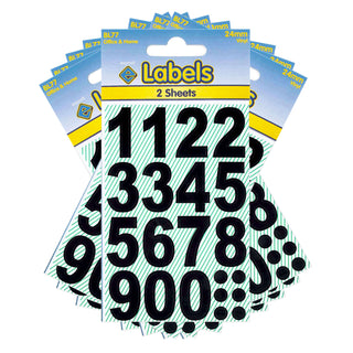 Large Numbers Stickers 320 x 24mm Black Vinyl Self Adhesive - 10 Packs Containing 320 Sticky Numbers-Numbers Stickers-Esposti-BL77-10-Executive Retail Ltd