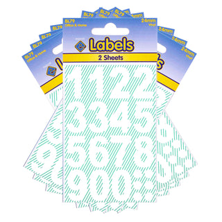 Large Numbers Stickers 320 x 34mm White Self Adhesive - 10 Packs Containing 320 Sticky Numbers-Numbers Stickers-Esposti-BL79-10-Executive Retail Ltd