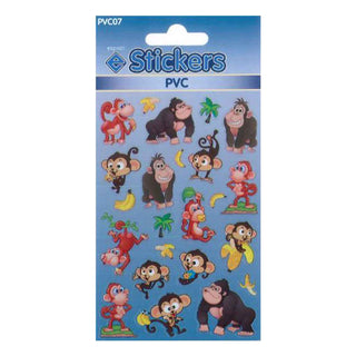 Monkeys & Gorillas Self Adhesive PVC Novelty Stickers - Pack of 10-Novelty Stickers-Esposti-PVC07-10-Executive Retail Ltd