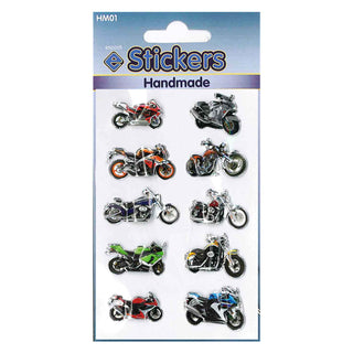 Motorbikes Self Adhesive Handmade Novelty Stickers - Pack of 10-Novelty Stickers-Esposti-HM01-10-Executive Retail Ltd