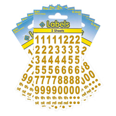 Numbers Stickers 1280 x 13.5mm Gold Foil Self Adhesive - 10 Packs Containing 1280 Sticky Numbers-Numbers Stickers-Esposti-BL83-10-Executive Retail Ltd
