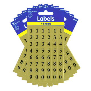 Numbers Stickers Gold Background 2160 x 7mm Self Adhesive - 10 Packs Containing 2160 Sticky Numbers-Numbers Stickers-Esposti-BL71-10-Executive Retail Ltd