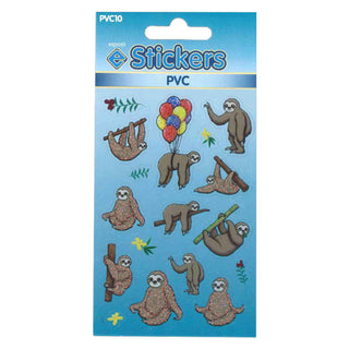 Sloths Self Adhesive PVC Novelty Stickers - Pack of 10-Novelty Stickers-Esposti-PVC10-10-Executive Retail Ltd
