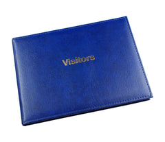 Visitors Book - Blue Padded Vinyl Grained Cover - Gold Edged Pages - Size 215 x 155mm-Visitors Book-Esposti-EL21-Blue-1-Executive Retail Ltd