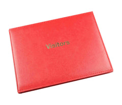 Visitors Book - Red Padded Vinyl Grained Cover - Gold Edged Pages - Size 215 x 155mm-Visitors Book-Esposti-EL21-Red-1-Executive Retail Ltd