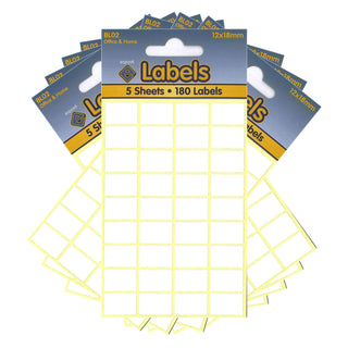 White Labels 12x18mm Self Adhesive Sticky - 10 Packs Containing 1800 Stickers-White Labels-Esposti-BL02-10-Executive Retail Ltd