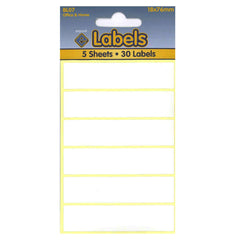 White Labels 18x76mm Self Adhesive Sticky - 10 Packs Containing 300 Stickers-White Labels-Esposti-BL07-10-Executive Retail Ltd