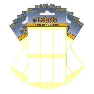 White Labels 24x50mm Self Adhesive Sticky - 10 Packs Containing 240 Stickers-White Labels-Esposti-BL05-10-Executive Retail Ltd