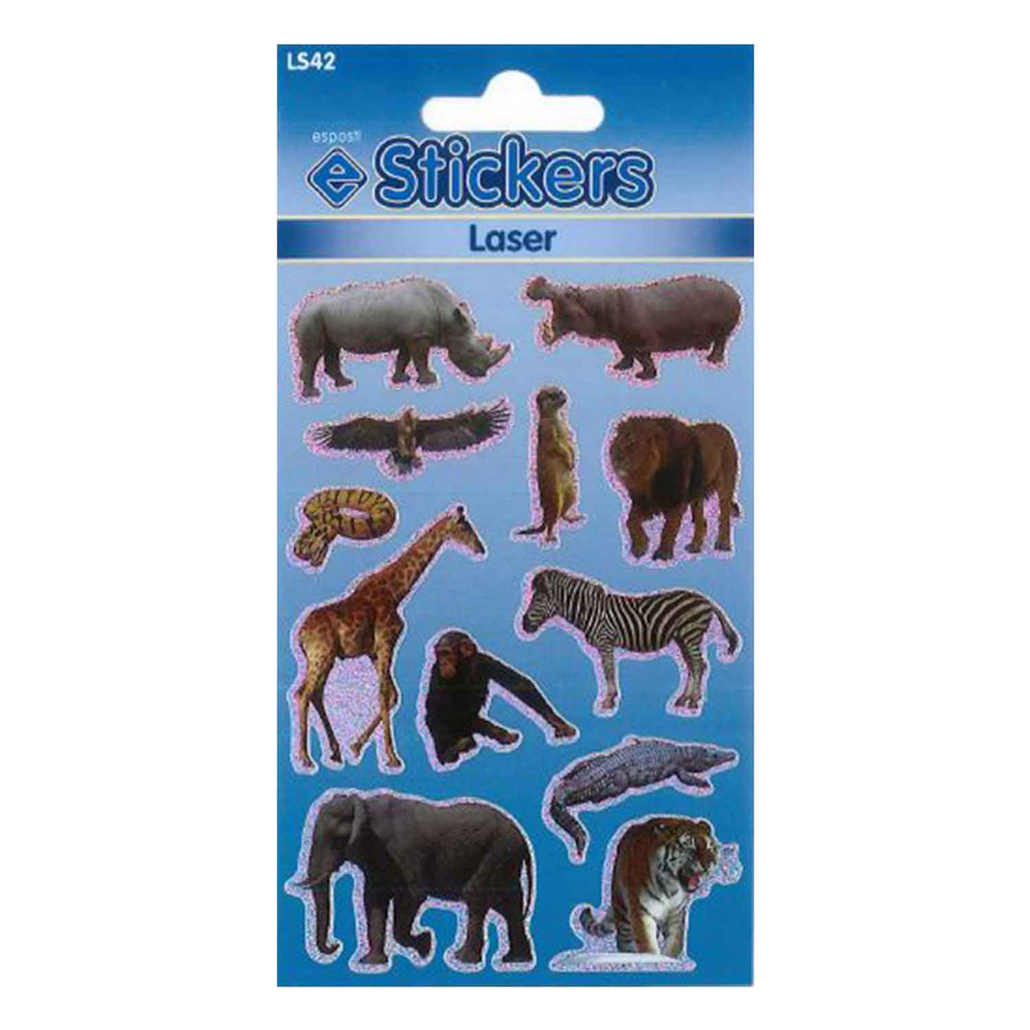 Wild Animals Self Adhesive Laser Novelty Stickers - Pack of 10